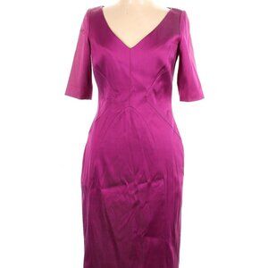 Fitted V-Neck Sheath Dress in Magenta
